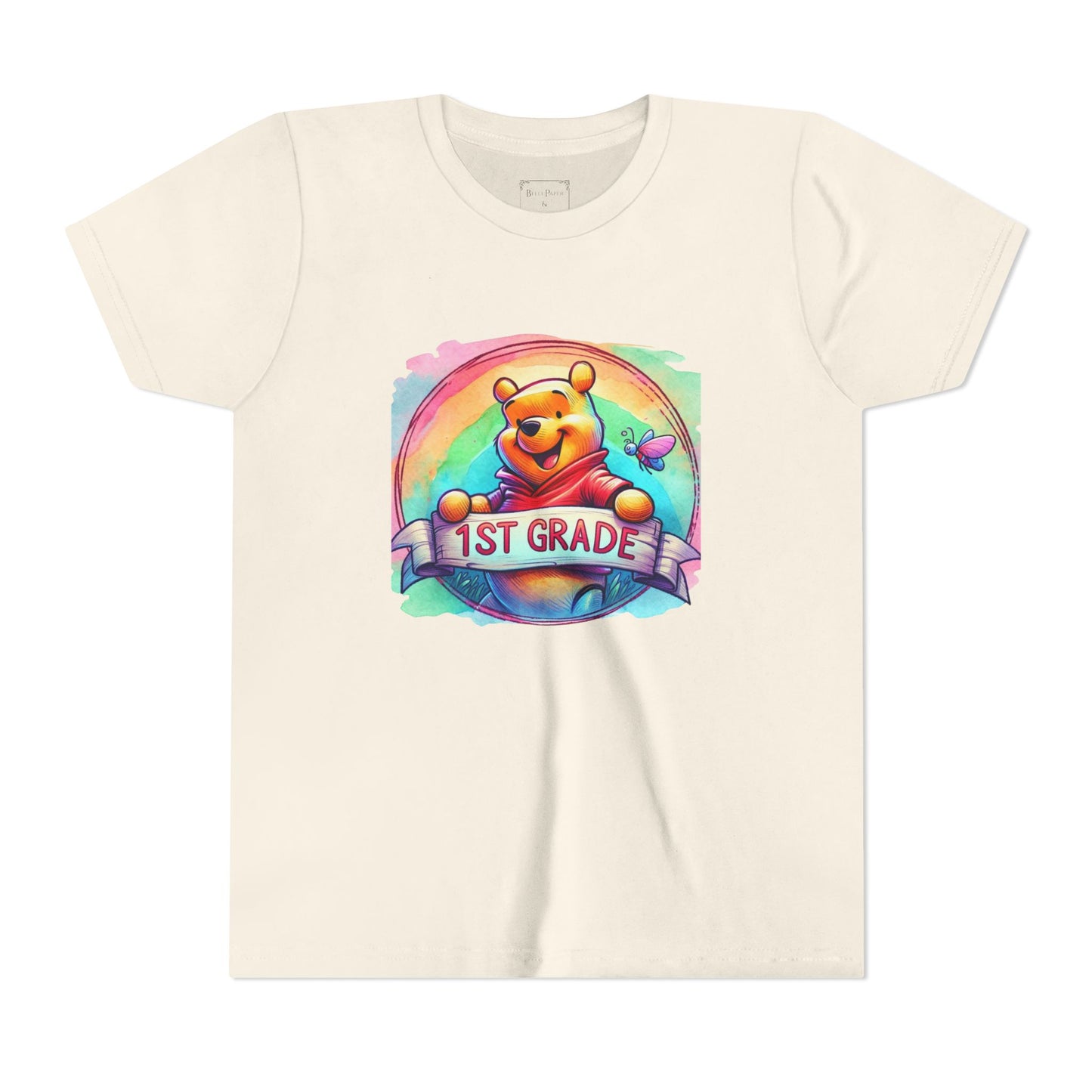 1st Grade Rainbow Winnie the Pooh Bear Youth Tee, Cute Kids Shirt, Back to School Apparel, Birthday Gift, Fun Summer Wear, Classroom Tee,