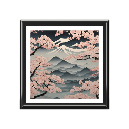 Cherry Blossom Japanese Sakura Landscape Print Jewelry Box
