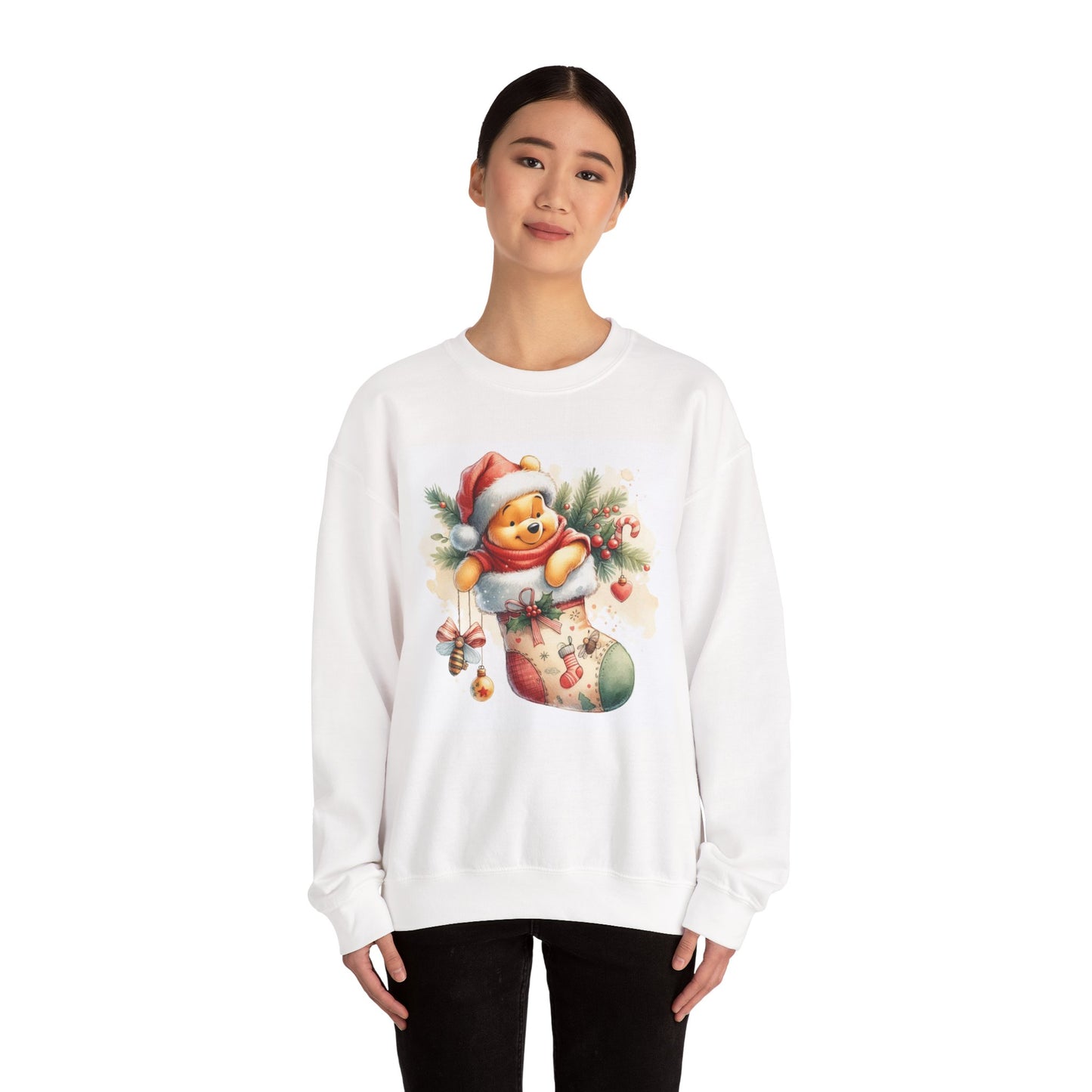 Cozy Christmas Winnie the Pooh Bear Sweatshirt, Holiday Crewneck, Winter Apparel, Gift Idea, Cute Pooh Shirt