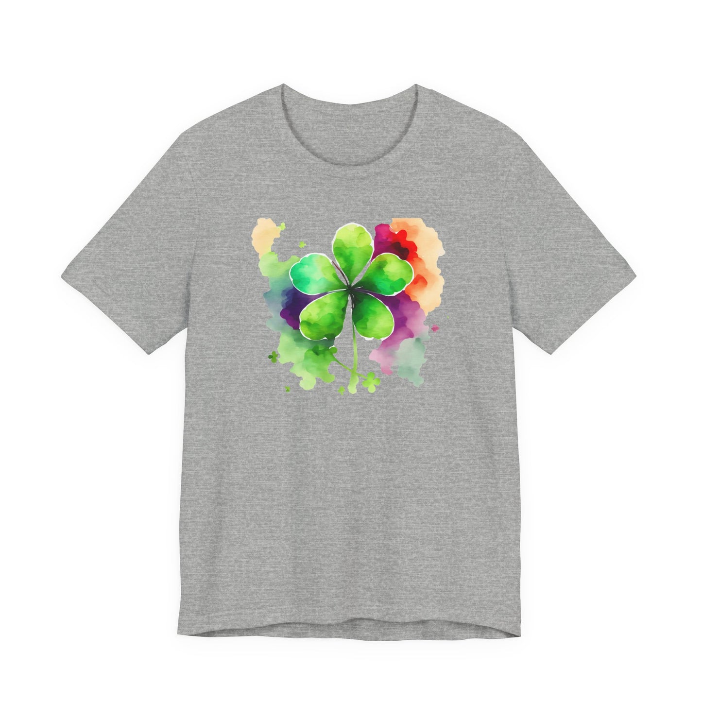 Cute, Watercolor, Four Leaf Clover, St. Patrick's Day, Unisex Jersey Short Sleeve Tee, T-shirt