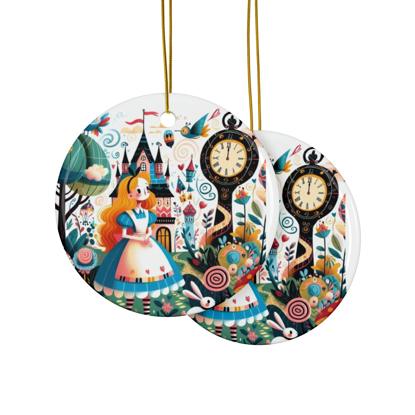 Ceramic Ornaments, 2-Side Print, (1pc, 3pcs, 5pcs, 10pcs)