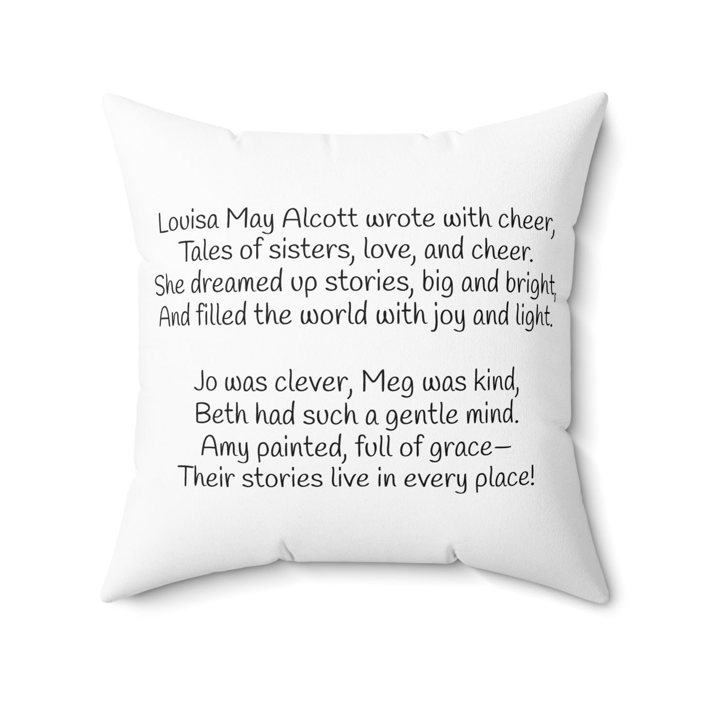 Literary Pillow, Louisa May Alcott, Little Women, Whimsical Home Decor, Book Nook, Library Cushion, Writer Gift, Spun Polyester Square