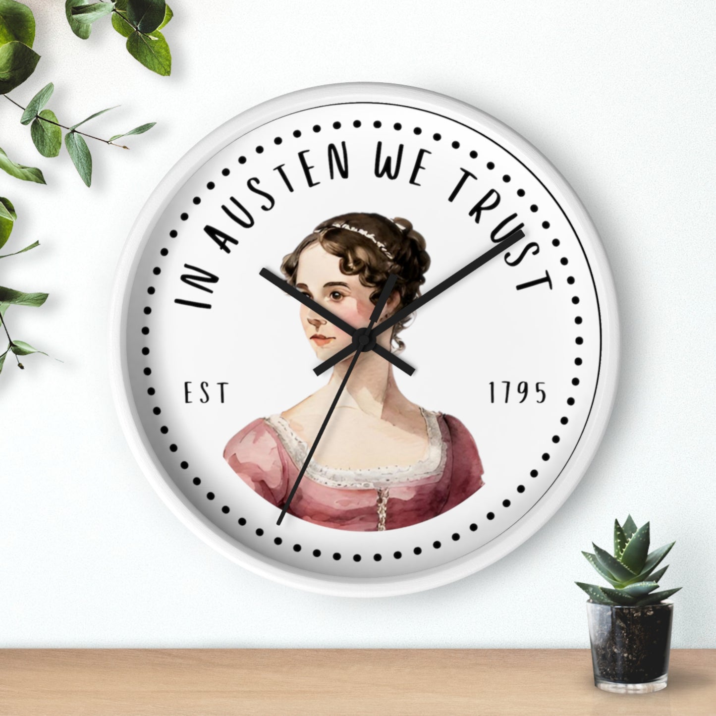 Literary Themed Wall Clock - Jane Austen Inspired Décor, Gift for Book Lovers, Home Office Wall Art, Vintage Style Clock, Literary