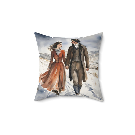 Wuthering Heights, Gothic Literature, Emily Bronte, Cathy, Heathcliff, Book Nook, Library,  Square Pillow