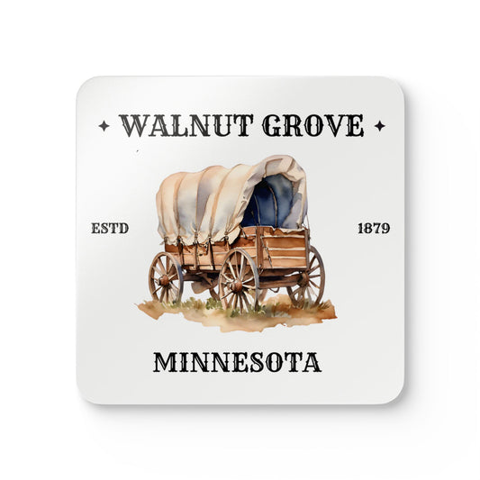 Coaster Set, Prairie Life Walnut Grove Laura Ingalls Wilder Vintage Wagon Rustic Decor, Gift for Hosts Housewarming, Wooden Coaster,