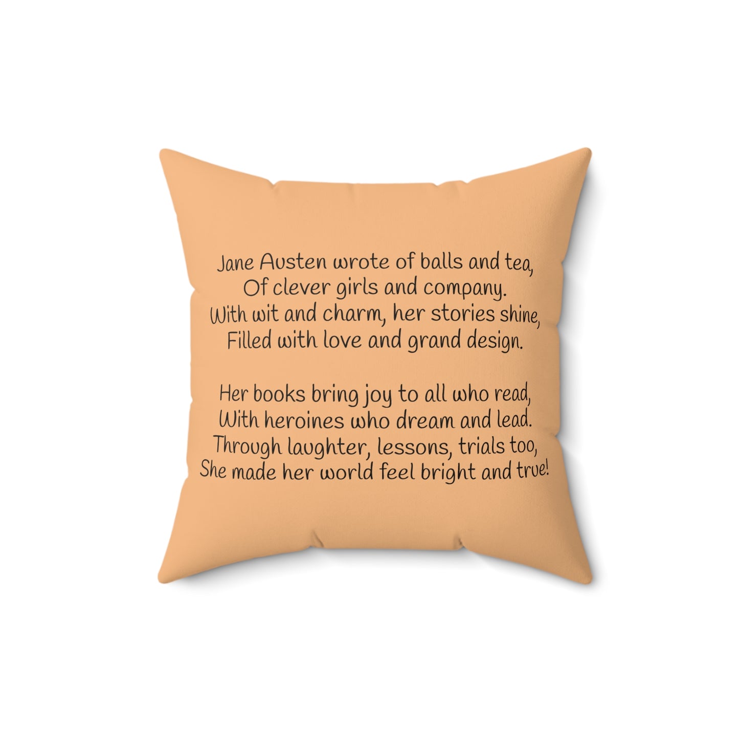 Jane Austen Regency Writer Pillow, Pride and Prejudice Book Nook Square Cushion, Kids Room Literary Decor, Library Reading Gift, Spun