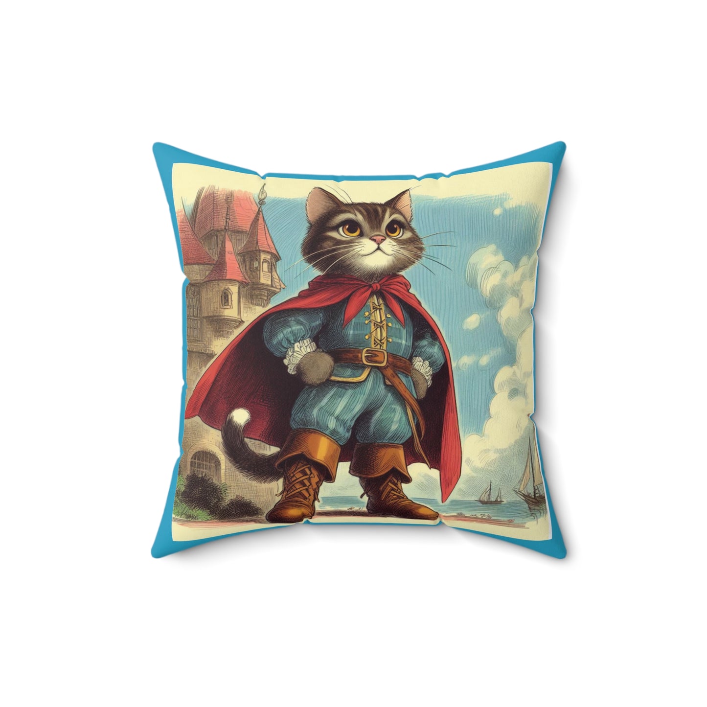 Puss in Boots, Square Pillow, Literary Pillow, Library, Book Nook, Reading Corner, Classroom, Teacher, Gift, Fairytale