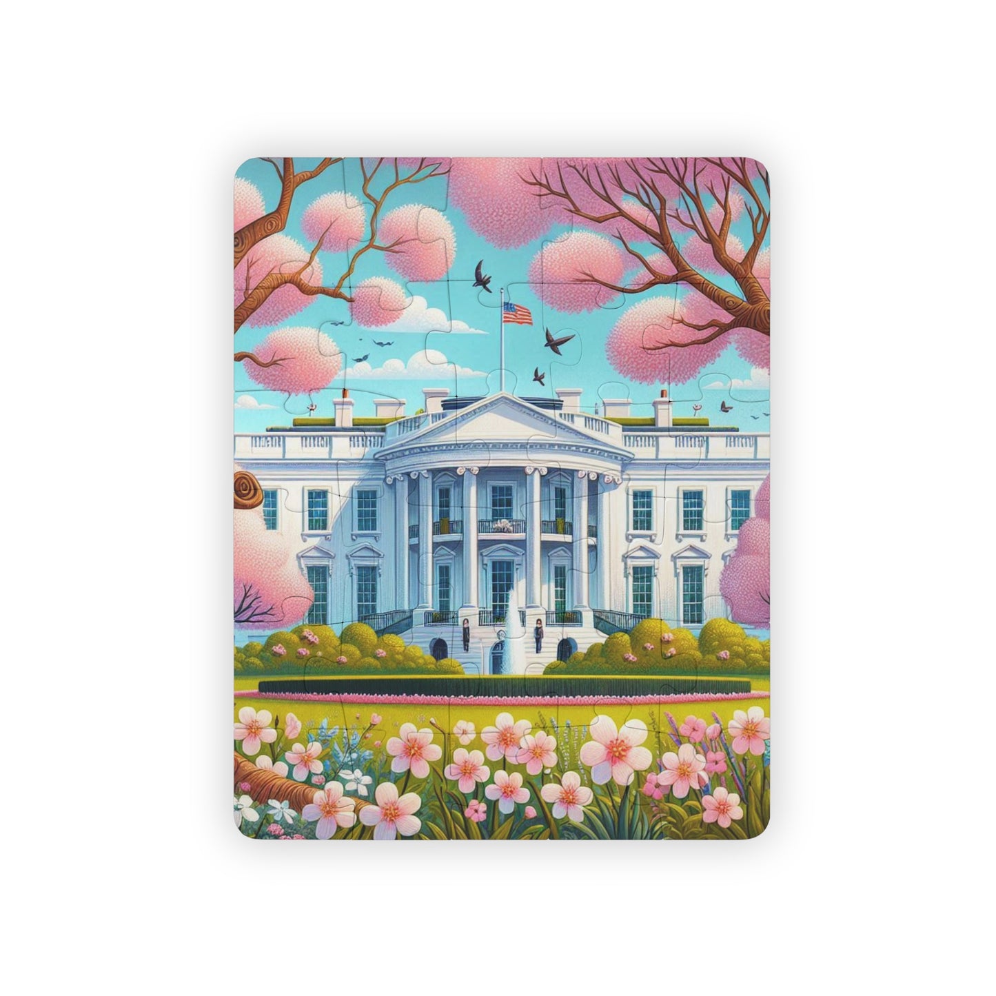 Kids' Puzzle, 30-Piece - White House Spring Geography Game Educational Gift, USA Jigsaw Puzzle Toy, Washington DC Souvenir, Learning