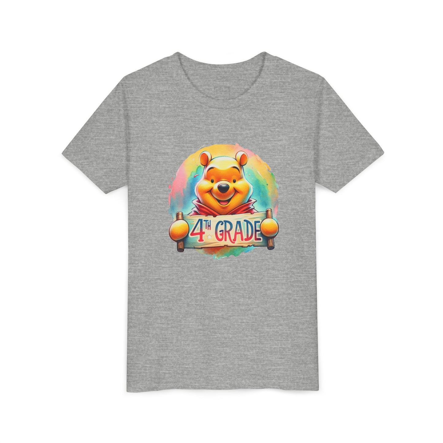 Colorful Winnie the Pooh 4th Grade Short Sleeve Tee for Kids | Back to School Shirt | End of Year Gift | Student Apparel | Fun Kids Clothing