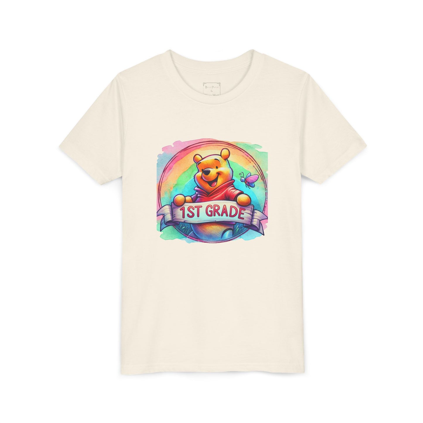 1st Grade Rainbow Winnie the Pooh Bear Youth Tee, Cute Kids Shirt, Back to School Apparel, Birthday Gift, Fun Summer Wear, Classroom Tee,