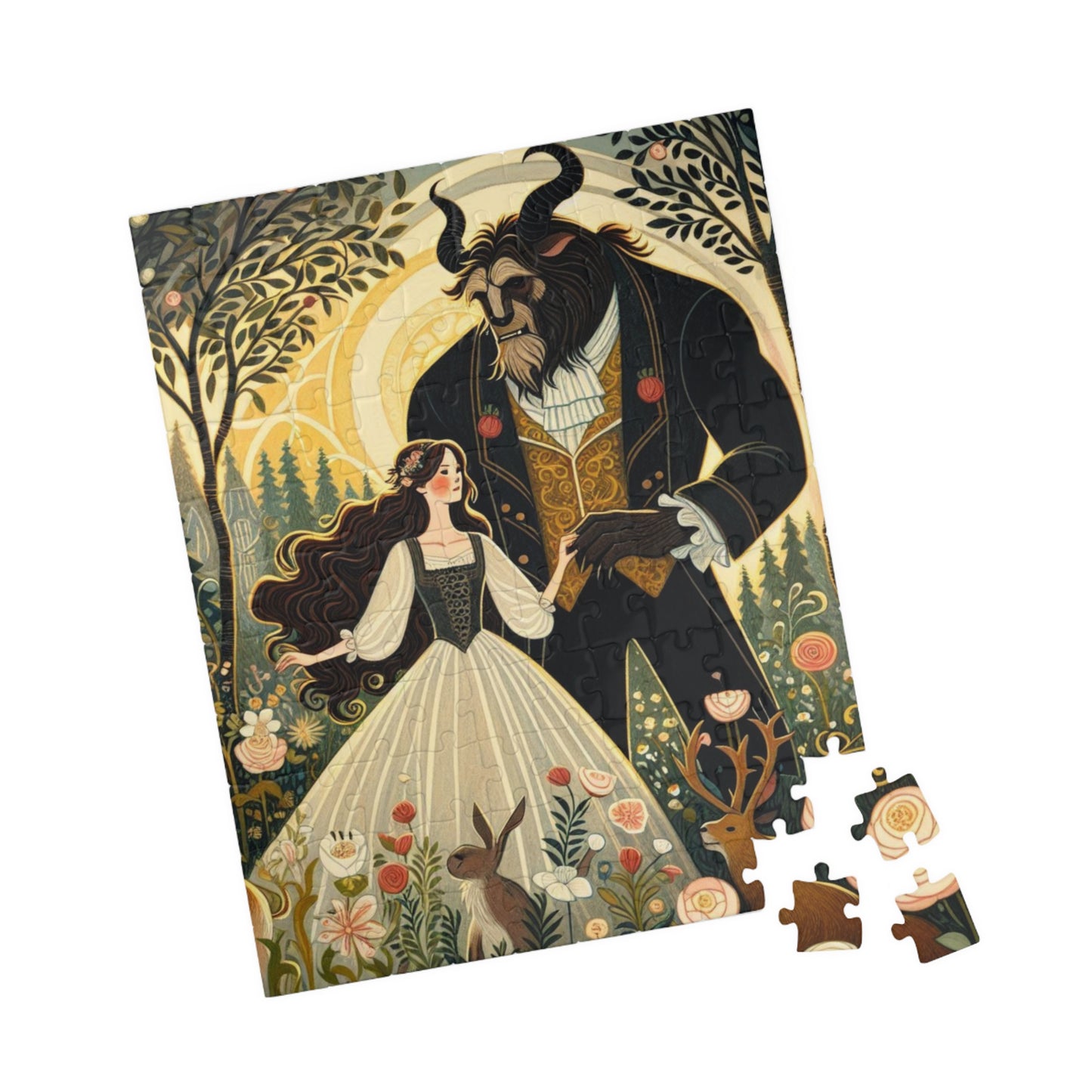 Puzzle Beauty and the Beast, Fairy Tale Game, 110, 252, 520, 1014-piece Jigsaw Puzzle, Stress Relief, Family Activity, Gift Idea, Home