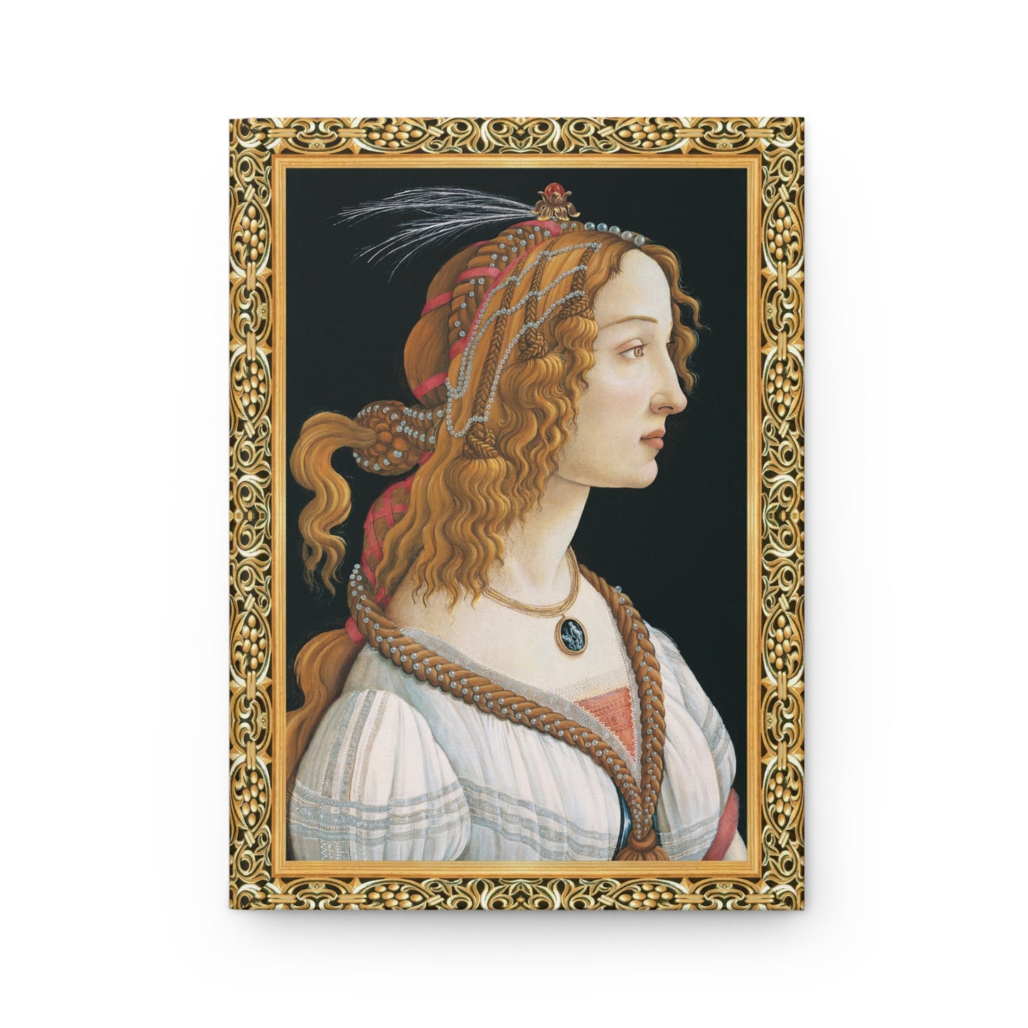 Italian Renaissance, Sandro Botticelli's Idealized Portrait of a Lady, Gothic, Art Gift, Hardcover Journal Matte