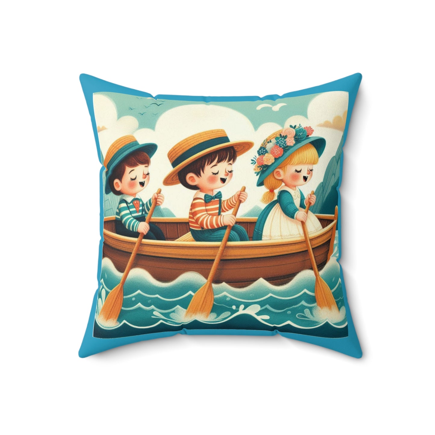 Row Row Your Boat, Nursery Rhyme, Square Pillow, Library, Book Nook, Reading Corner