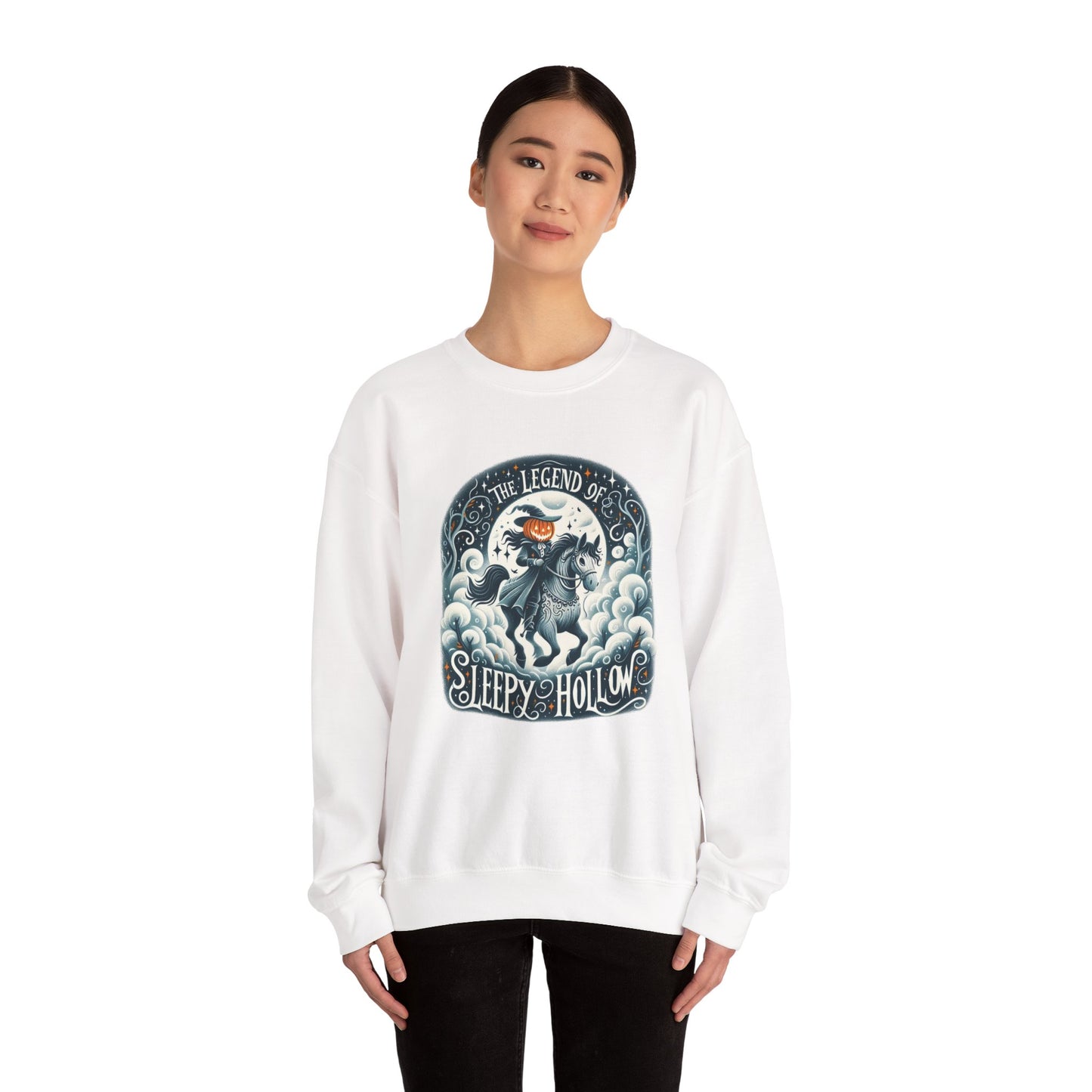 Legends of Sleepy Hollow Crewneck Sweatshirt, Halloween Fall Apparel, Pumpkin Design, Spooky Gift, Cozy Unisex Sweatshirt