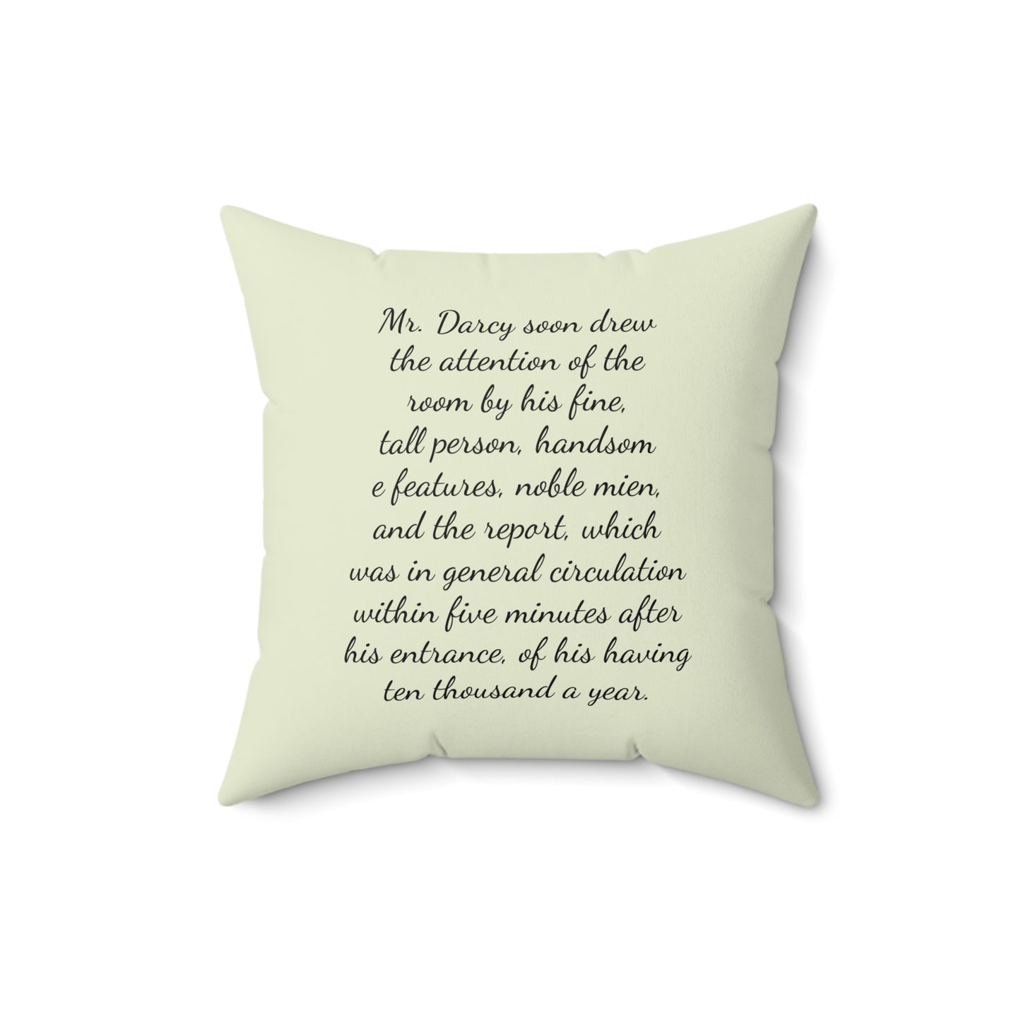 Literary Square Pillow, Darcy Pride and Prejudice Austenite Regency Book Nook Library Cushion, Home Decor, Reading Gift, Literary Fan, Book