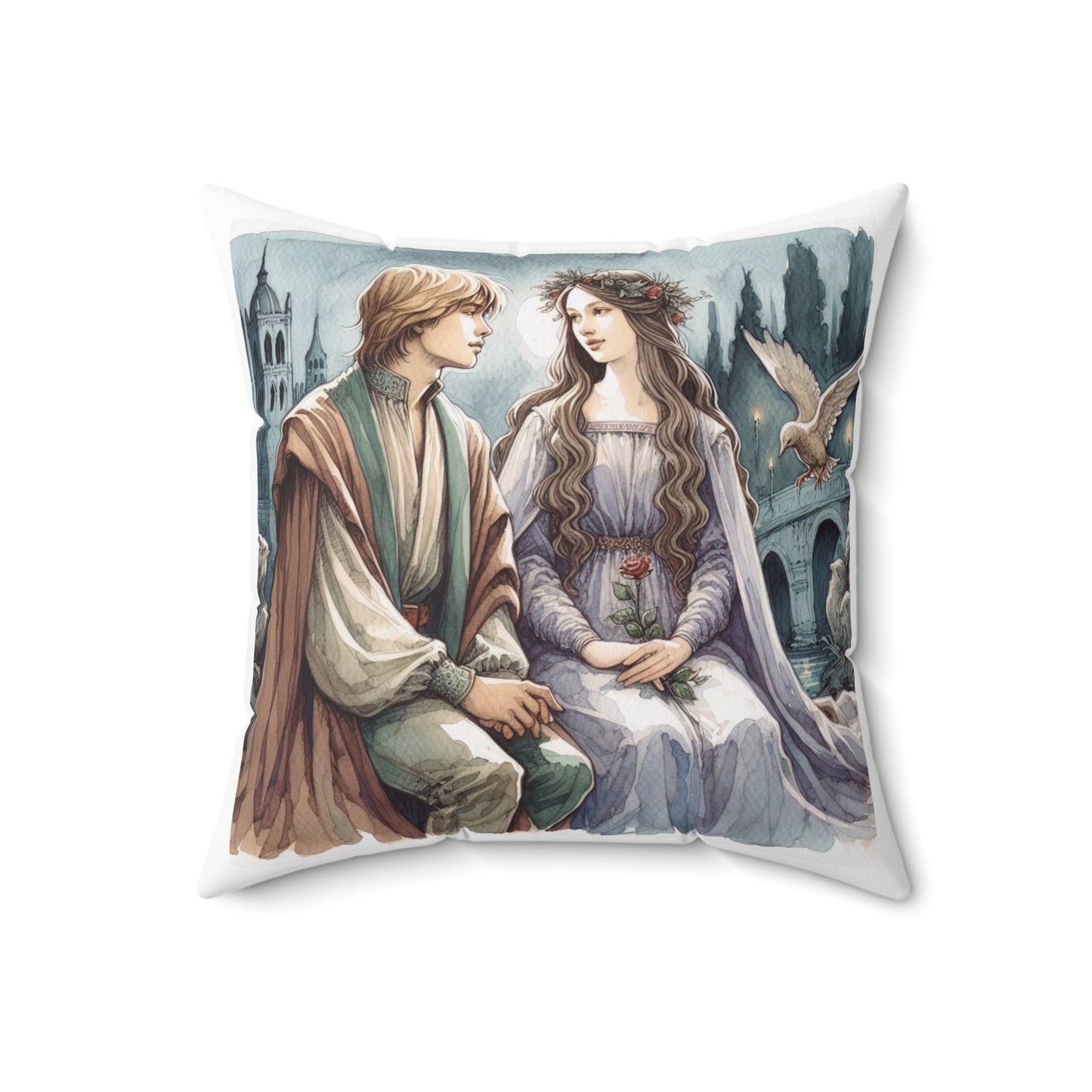 Literary Square Pillow, Dante Beatrice, Dante's Inferno, Divine Comedy, Florence, Library, Book Nook, Home Decor, Reading Nook Pillow, Gift