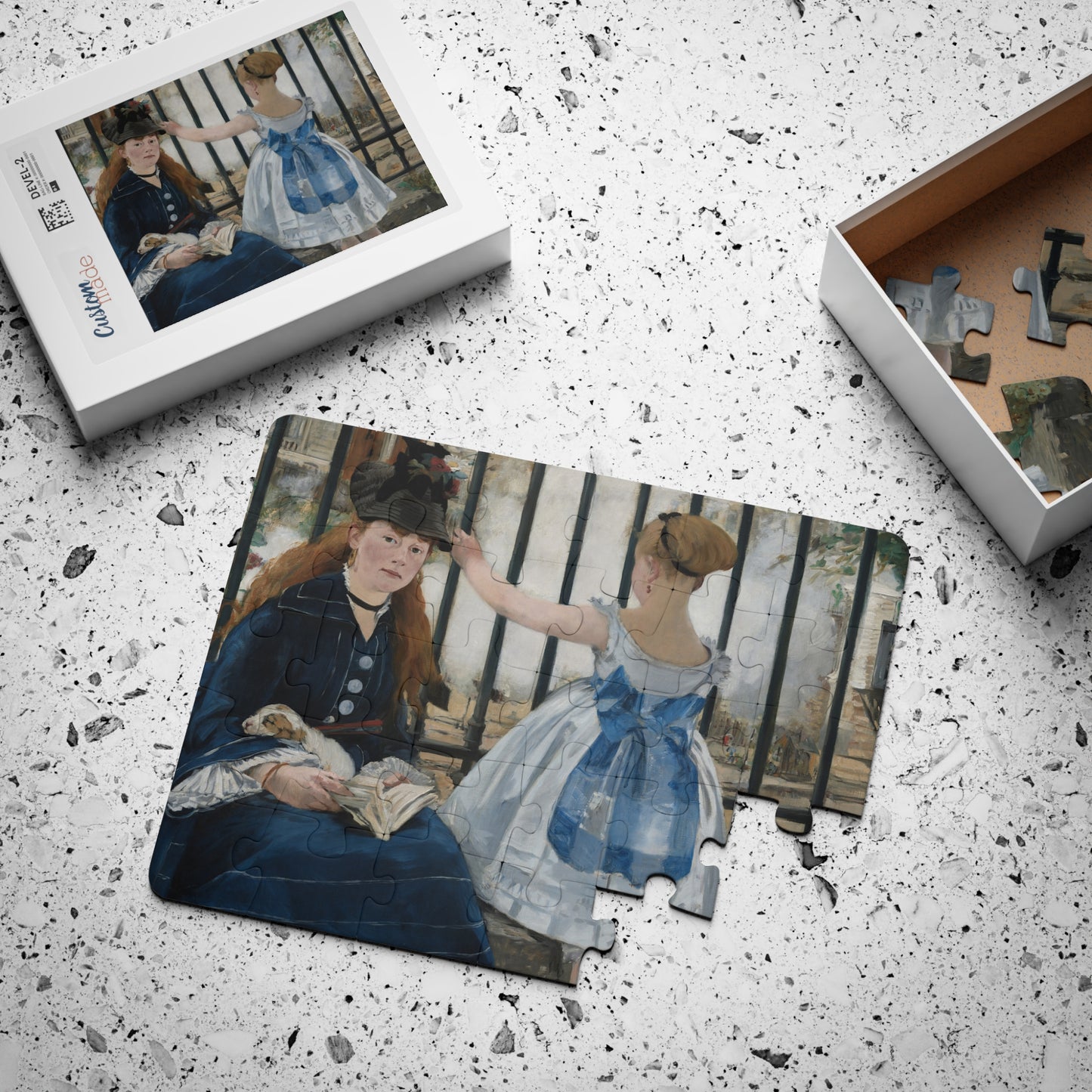 Kids' Puzzle, 30-Piece - Edouard Manet The Railway Impressionist Masterpiece Artwork Educational Jigsaw Game, Children's Art Puzzle Toy, Art