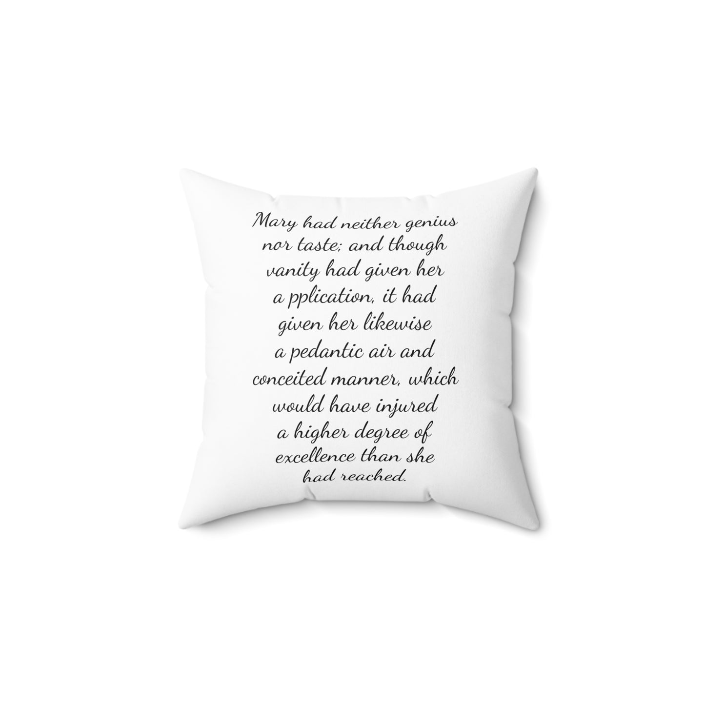 Literary Pillow, Regency Decor, Mary Bennet, Pride and Prejudice, Jane Austen Quote, Square Cushion