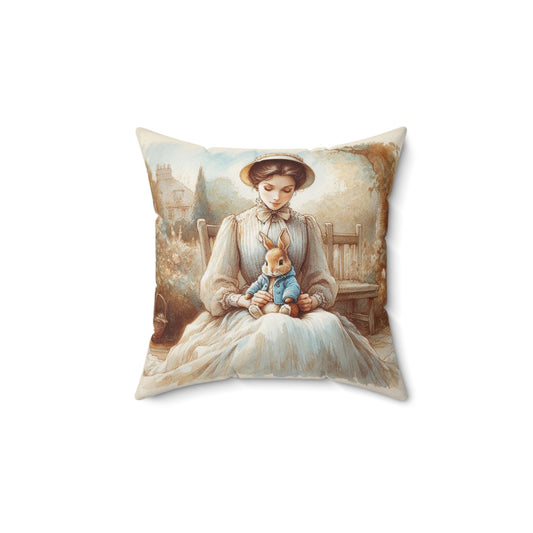 Whimsical Beatrix Potter Inspired Square Pillow - Cozy Home Decor, Child's Room Accent, Nursery Pillow, Literary Quote, Peter Rabbit, Spun