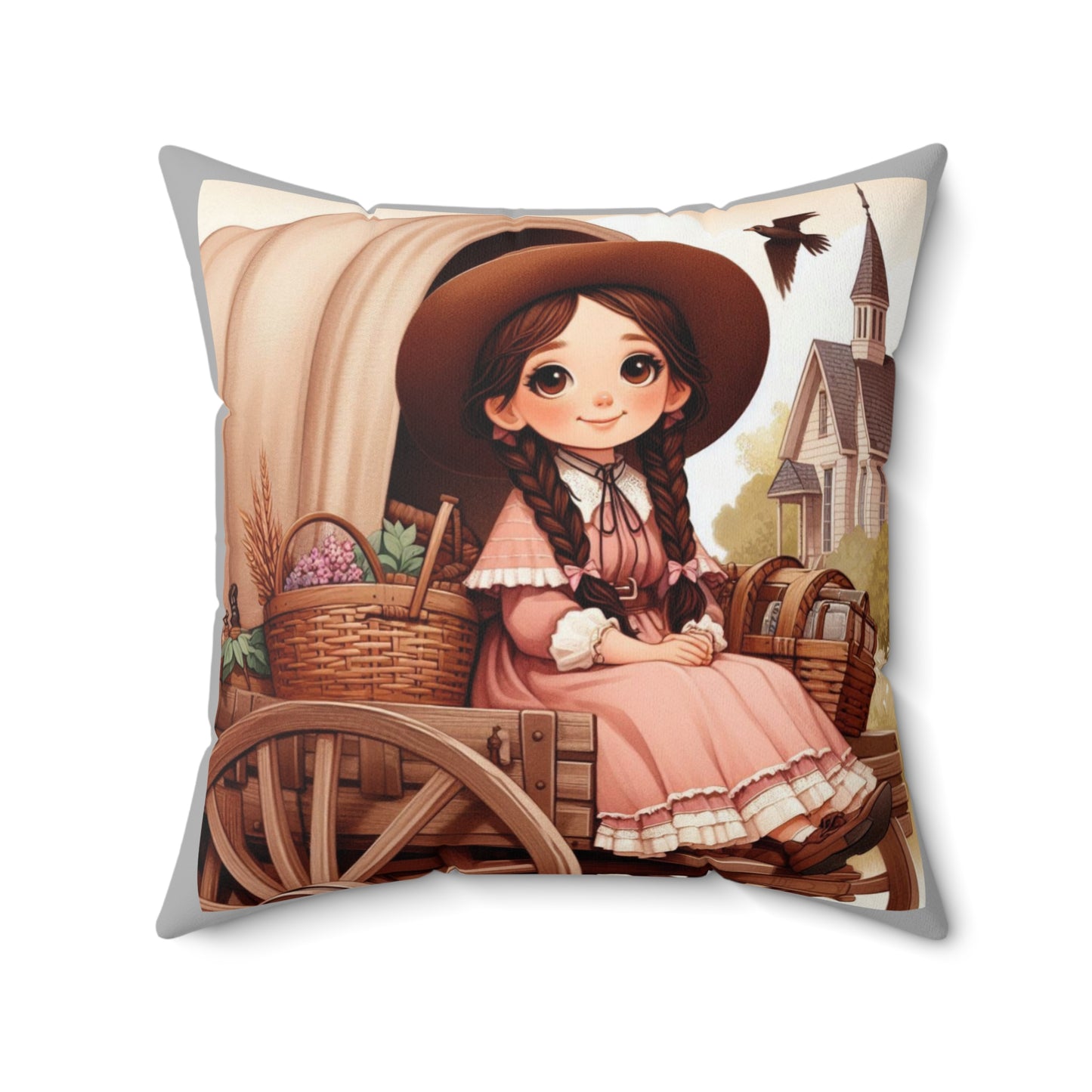 Little House on the Prairie, Laura Ingalls, Wilder, Pioneer, Covered Wagon, Square Pillow, LHOTP, Gift