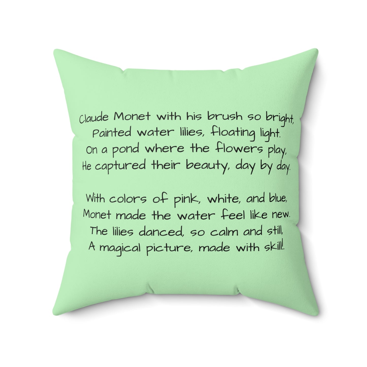 Claude Monet Artist Pillow, Kids Children Decor, Water Lilies Cushion, Art Classroom Home Decor, Spun Polyester Square Pillow