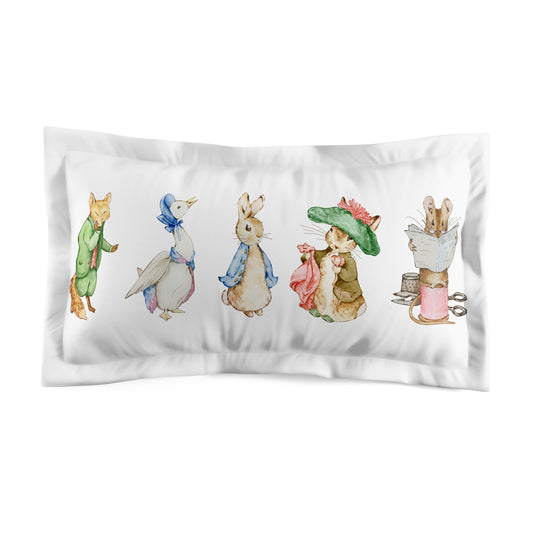 Whimsical Animal Pillow Sham for Cozy Nursery Decor, Kids' Bedding, Easter Gifts, Vintage Floral Art, Cute Home Accent