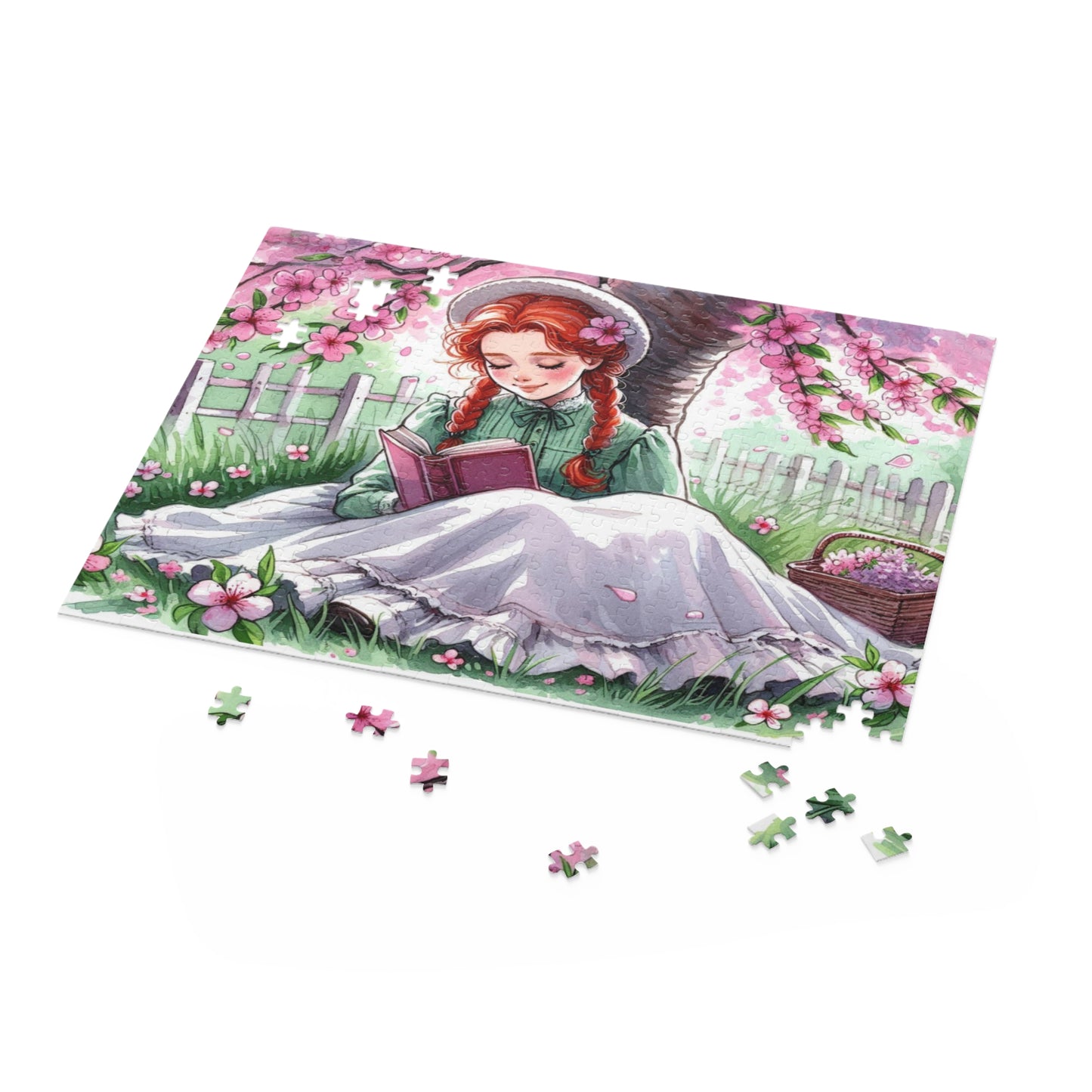 Jigsaw Puzzle, Anne of Green Gables Charming Floral Scene Puzzle, 120-500 Pieces, Perfect Gift for Puzzle Lovers, Springtime Indoor