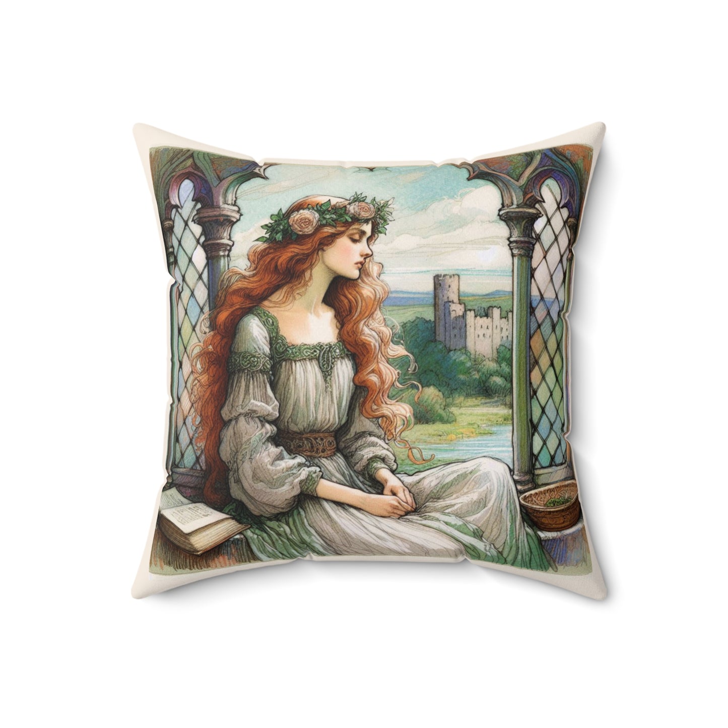 Lady of Shalott Pillow Cover, Throw Pillow, Literary Gift, Cozy Home Accent, Cozy Reading Nook Decoration, Lord Alfred Tennyson Poem Cushion