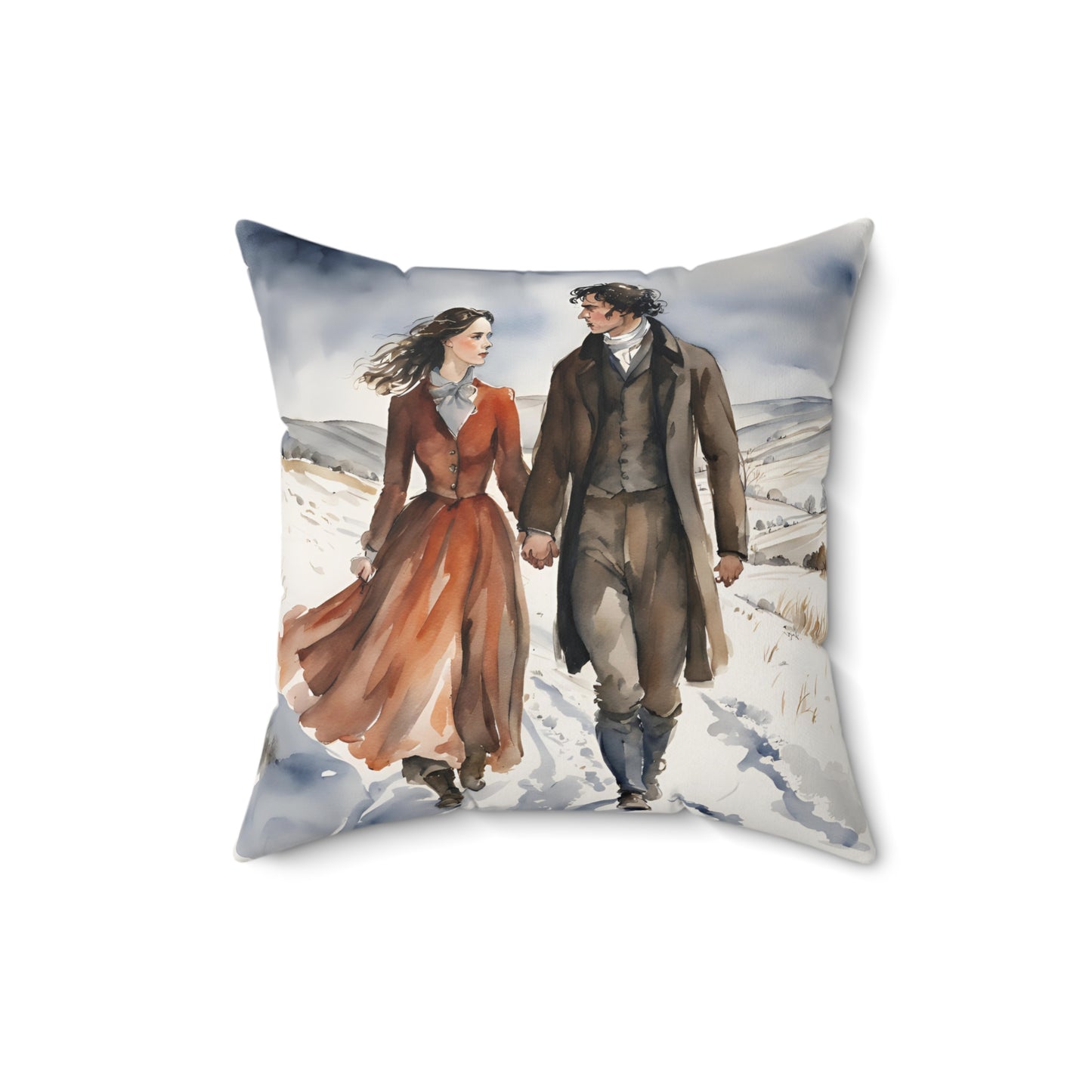Wuthering Heights, Gothic Literature, Emily Bronte, Cathy, Heathcliff, Book Nook, Library,  Square Pillow