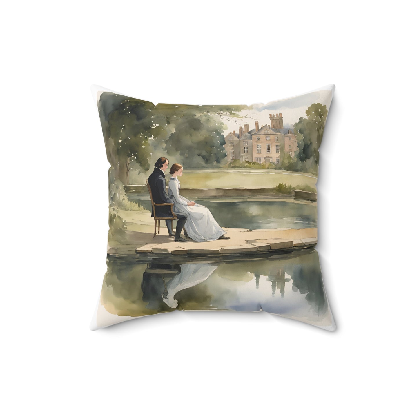 Literary Cushion Pillow, Jane Eyre Rochester Charlotte Bronte, Book Nook Gift, Library Decor, Square Pillow, Home Accent