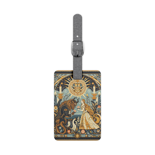 Rectangle Luggage Tag, Beauty and the Beast Design, Fairytale Travel Accessory Gift, Vacation Essentials, Adventure Travel Unique