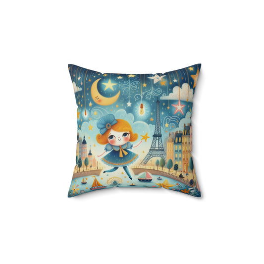 Paris, France, Twinkle Twinkle Little Star, Nursery Rhyme, Eiffel Tower, Square Pillow, Bedding, Decor, Library, Book Nook, Reading Corner