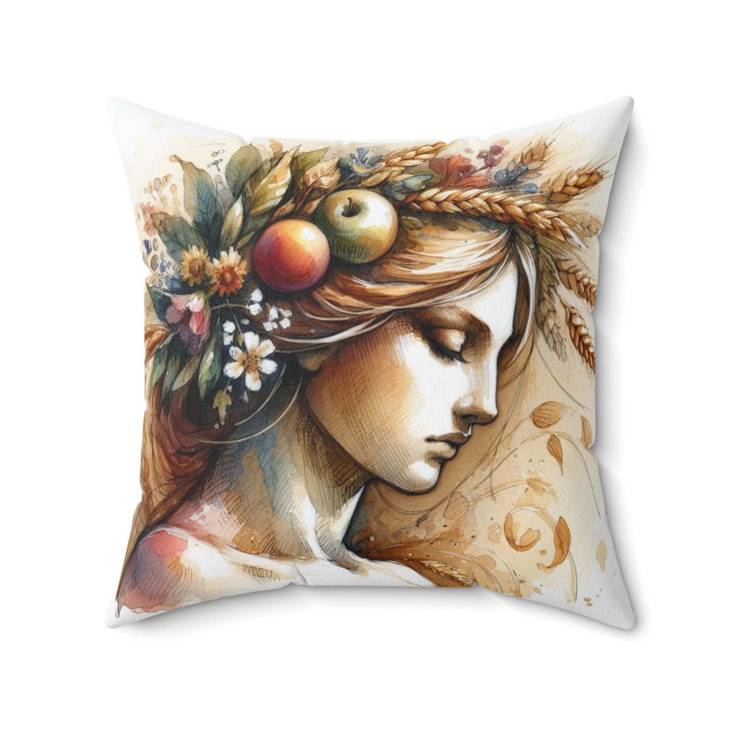 Greek Goddess Demeter Pillow, Olympian Mythology Gift, Cushion, Classical Education Gift, Spun Polyester Square Pillow, Home Decor,