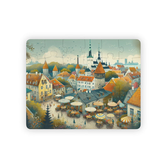 Kids Puzzle, 30-Piece - Estonia Tallin Geography Game Gift, Fun Educational Activity for Children, Jigsaw Puzzle, Travel Theme Toy,