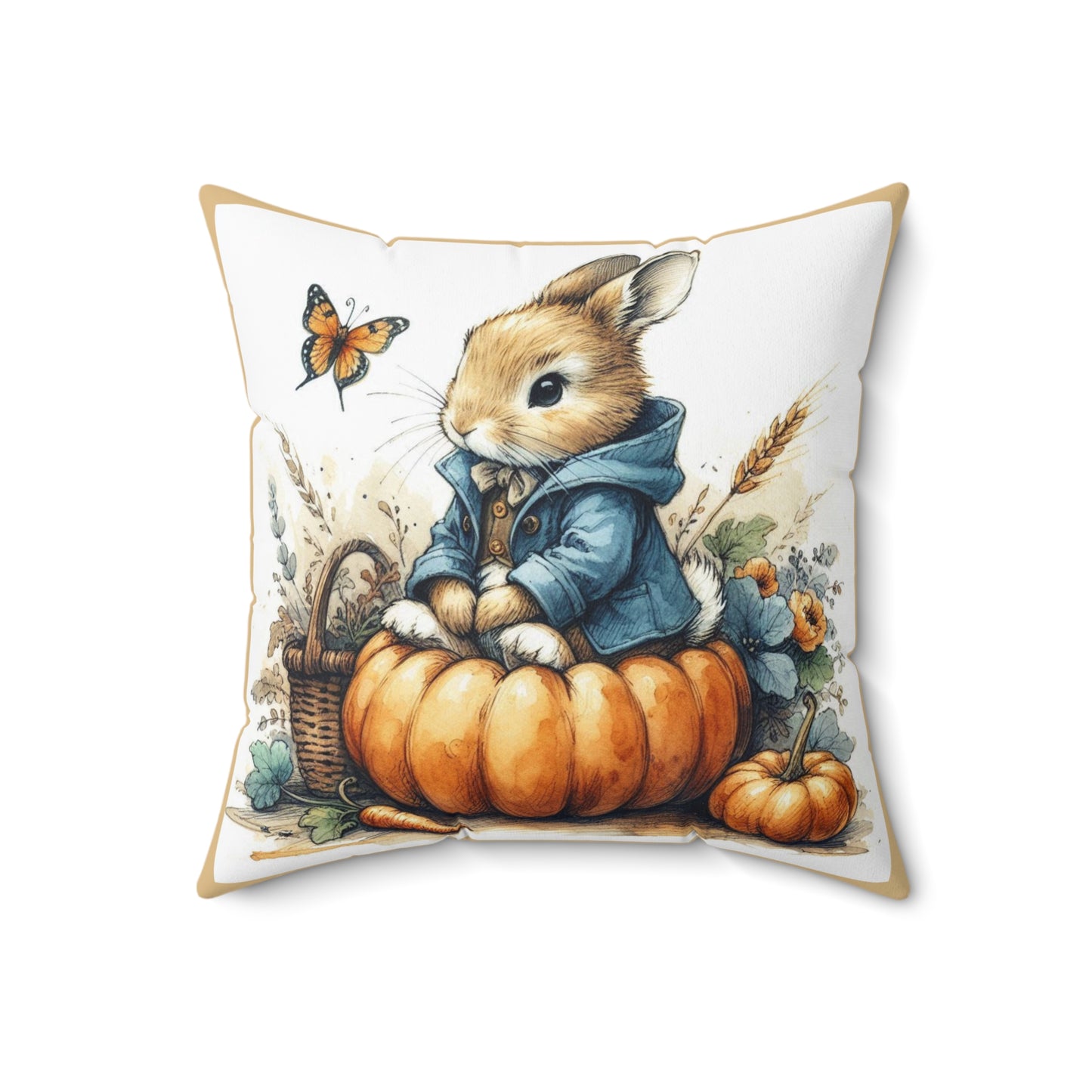 Peter Rabbit, Beatrix Potter Pumpkin Pillow | Cozy Autumn Home Decor, Cute Fall Accent, Gift for Rabbit Lovers, Seasonal Cushion, Nursery