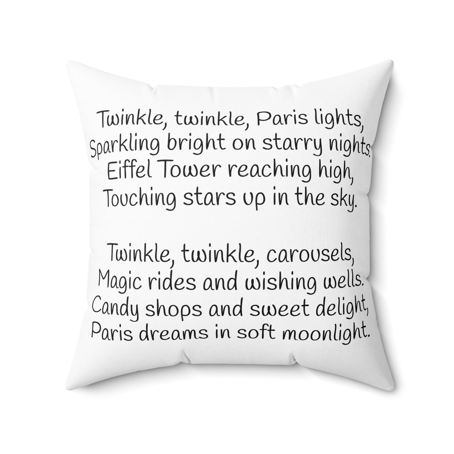Paris, France, Twinkle Twinkle Little Star, Nursery Rhyme, Eiffel Tower, Square Pillow, Bedding, Decor, Library, Book Nook, Reading Corner
