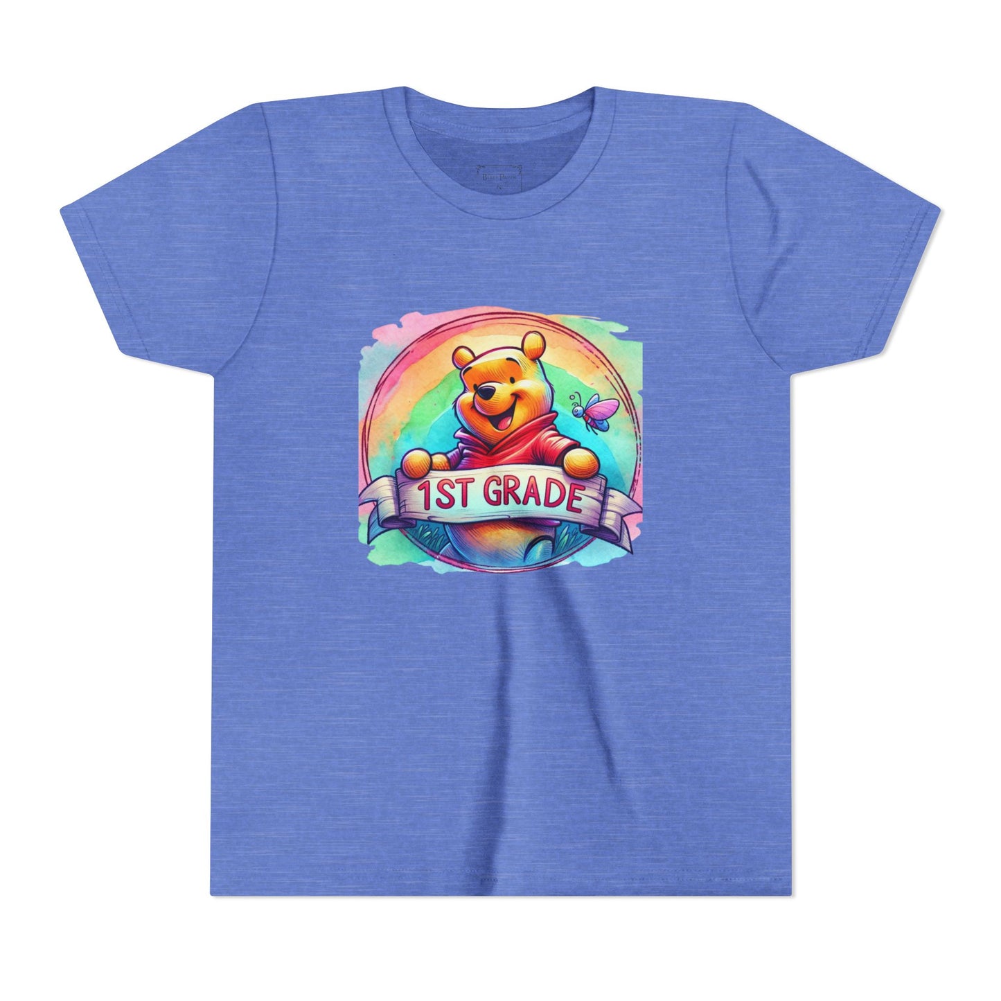1st Grade Rainbow Winnie the Pooh Bear Youth Tee, Cute Kids Shirt, Back to School Apparel, Birthday Gift, Fun Summer Wear, Classroom Tee,