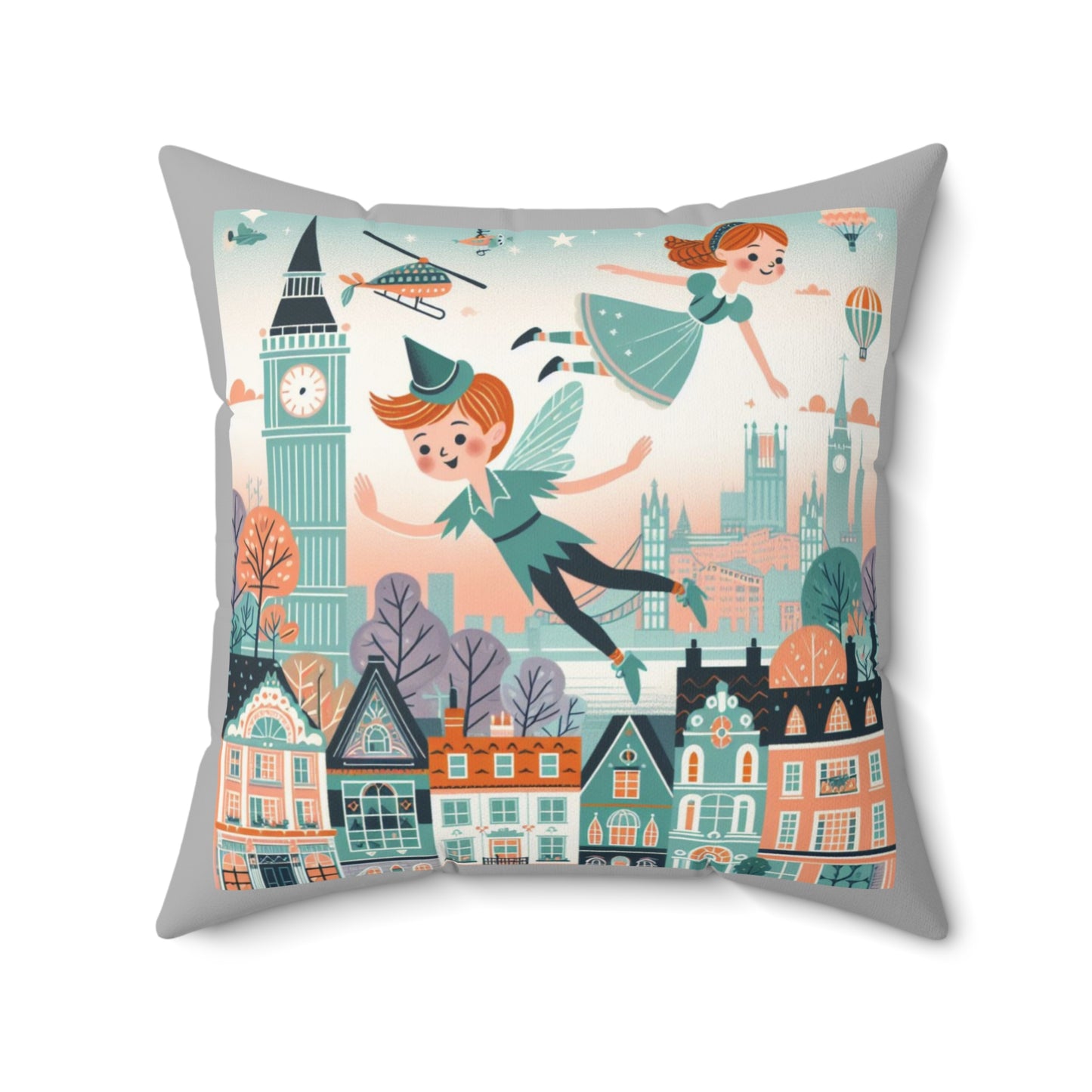 Peter Pan, Wendy, JM Barrie, Children's Literature,  Square Pillow, Library, Book Book, Reading Corner, Nursery, Bedding, Decor