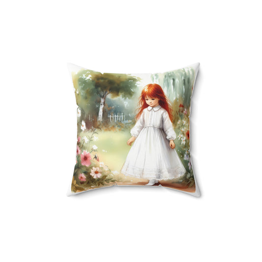 Emily Dickinson, Poet, Child,  Square,  Pillow, Bedding, Home Decor, Dwell in Possiblities