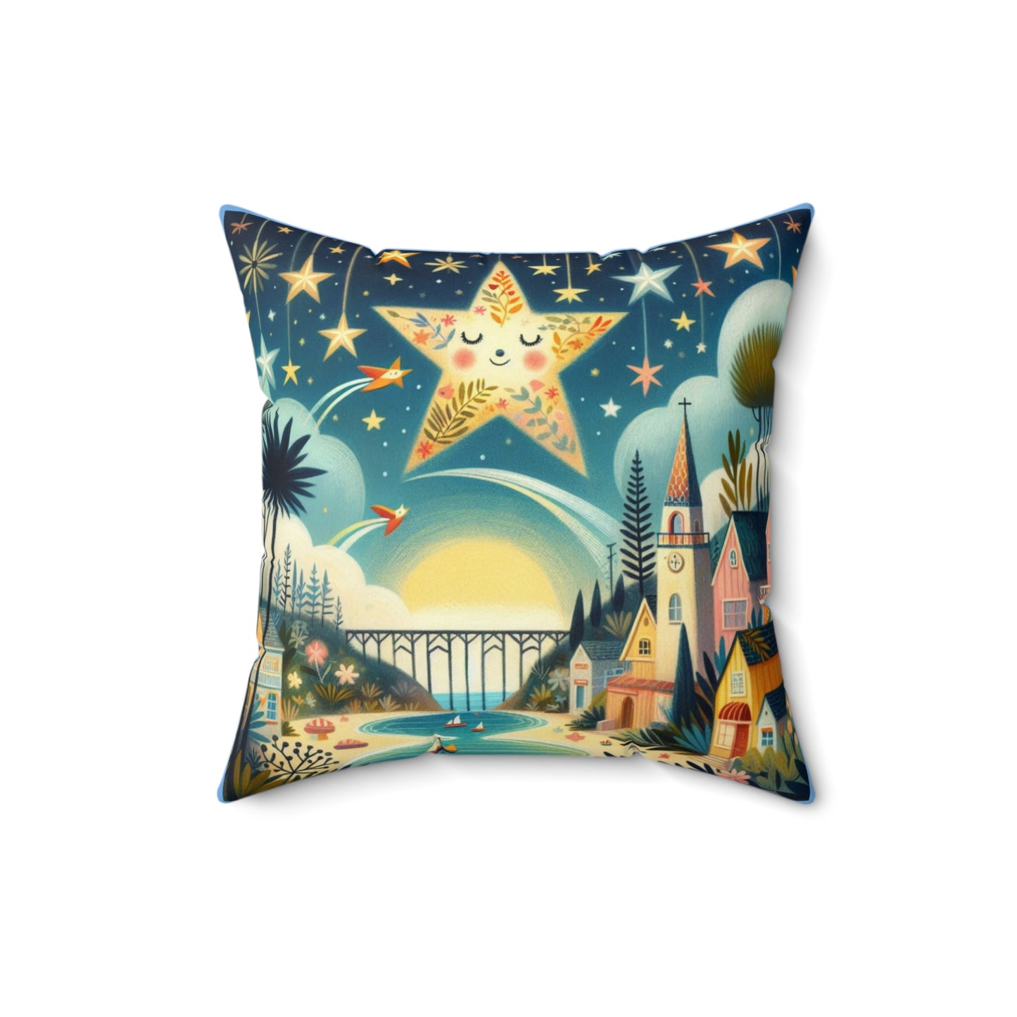 Laguna Beach, California, Twinkle Twinkle Little Star, Nursery Rhyme, Square Pillow, Library, Book Nook, Reading Corner, Decor Square Pillow