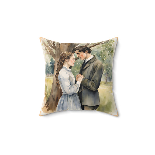 Literary Cushion Pillow, Little Women Square Pillow, Book Nook Decor, Jo March Laurie Louisa May Alcott Pillow, Library Cushion