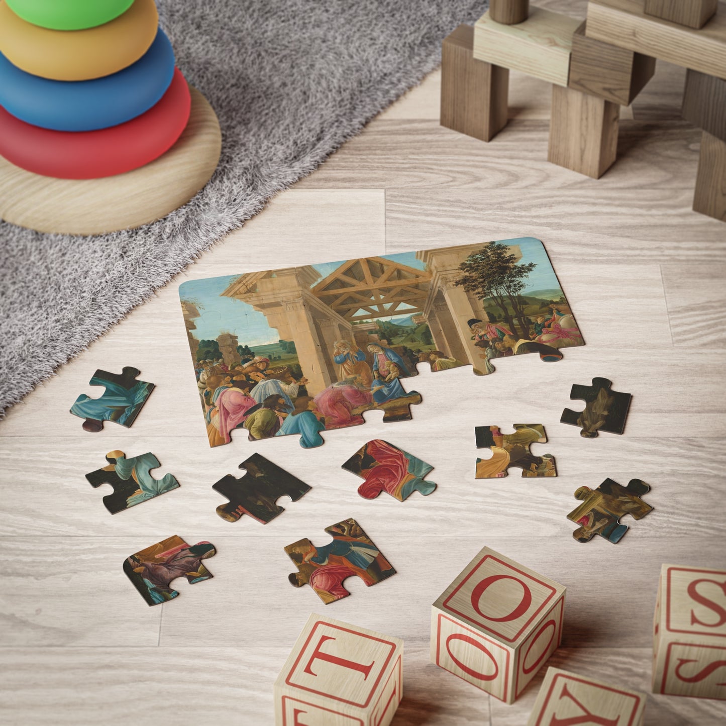 Kids' Puzzle, 30-Piece - The Adoration of the Magi, Sandro Botticelli, Renaissance Artwork, Educational Classroom Activity