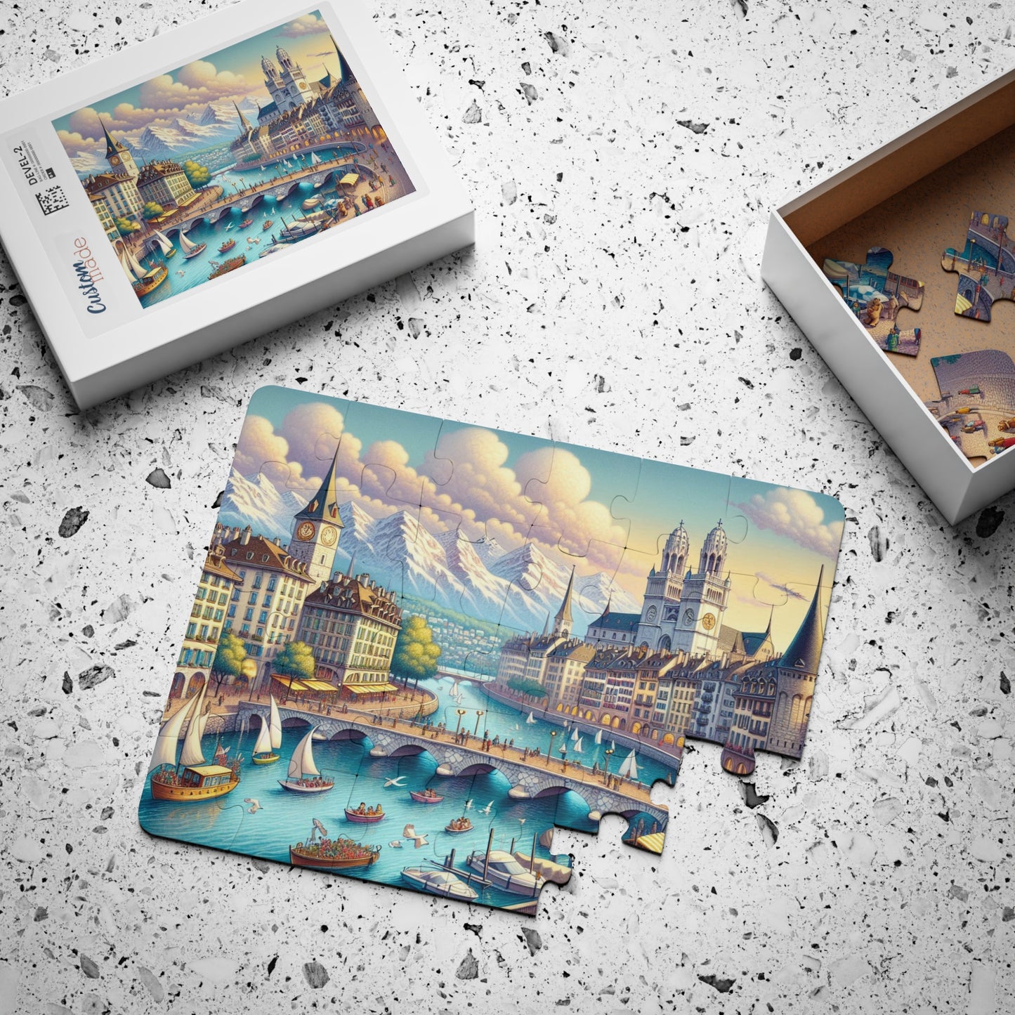 Kids Puzzle, Geneva Switzerland Geography Educational Game Gift, 30-Piece, Children's Puzzle, Fun Learning Activity, Geography Toy, Jigsaw