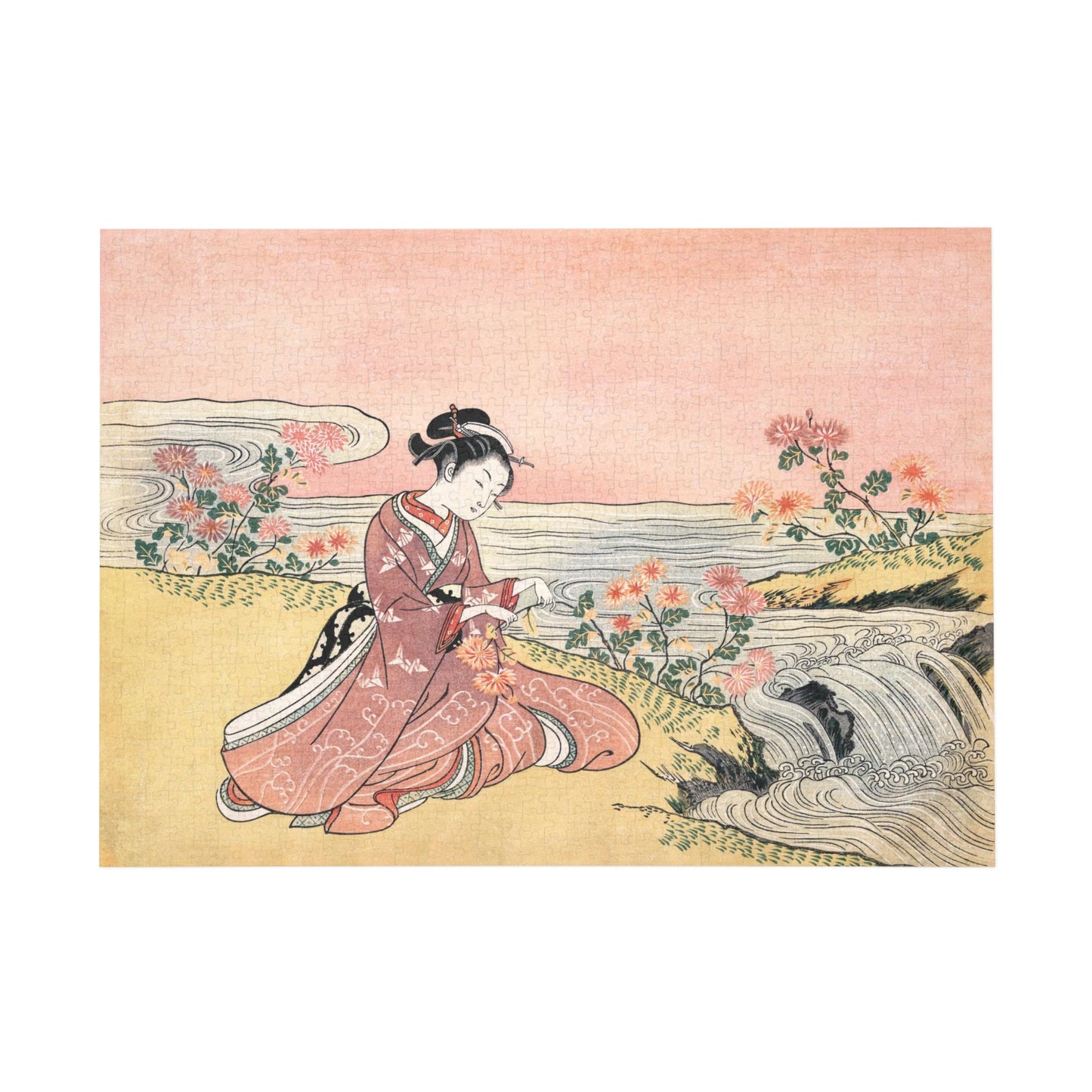 Japanese Print, Puzzle, Suzuki Harunob, Gift, Chrysanthemum, Game, Art, Student, Painting, Japan