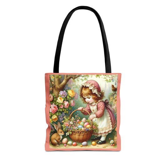 Vintage Easter Tote Bag, Spring Floral Shopper, Easter Gift Bag, Cute Bunny Design, Perfect for Egg Hunts, Floral Seasonal Purse