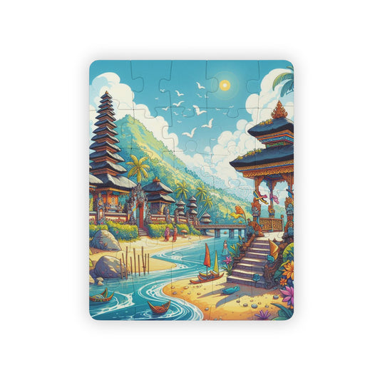 Kids' Puzzle, Bali Indonesia Geography Educational Game, Gift, 30-Piece Jigsaw Toy for Children, Travel Theme Activity, Brain Teaser, Family