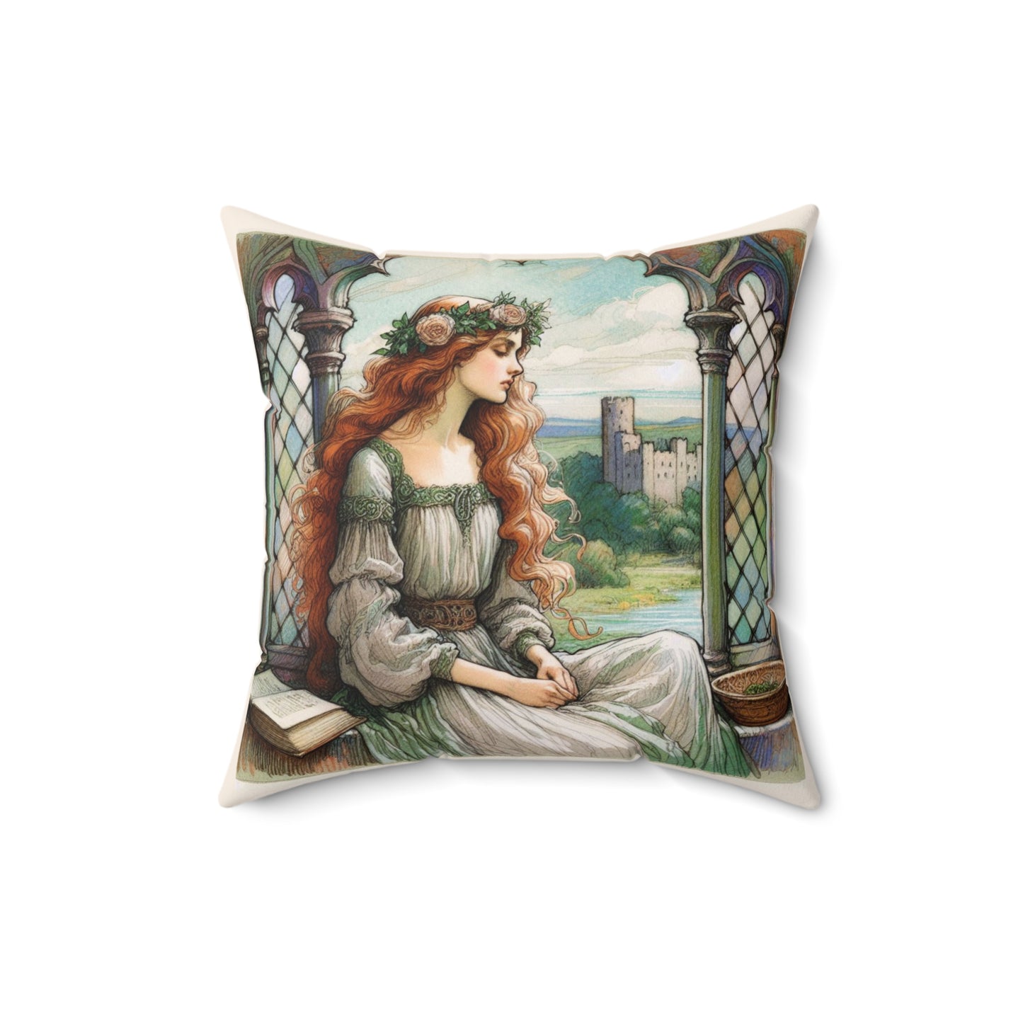 Lady of Shalott Pillow Cover, Throw Pillow, Literary Gift, Cozy Home Accent, Cozy Reading Nook Decoration, Lord Alfred Tennyson Poem Cushion
