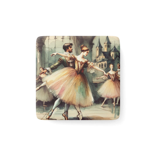 Ballet Magnet, Romeo and Juliet Ballet Artwork Square Porcelain Magnet for Dance Lovers, Home Decor, Gift for Dancers, Perfect for Fridge