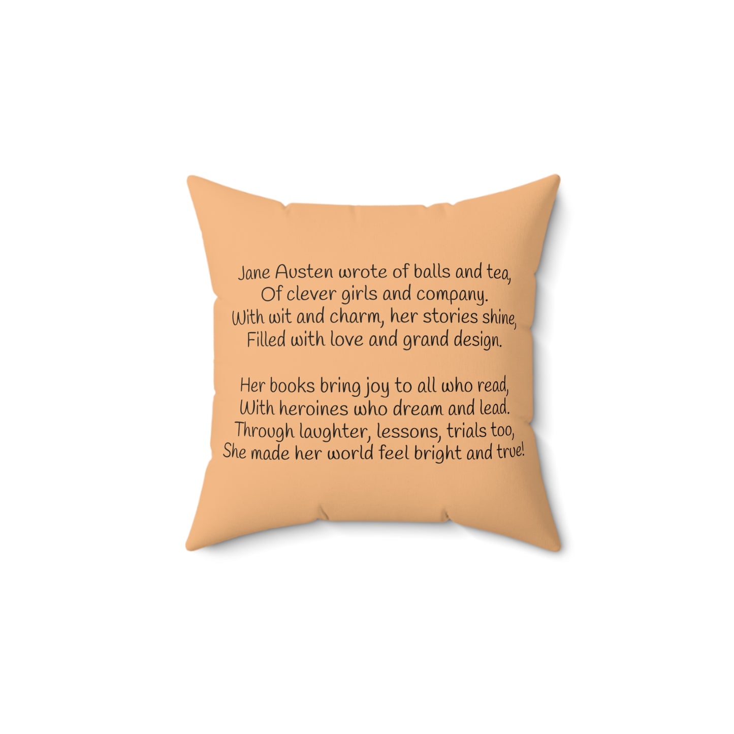 Jane Austen Regency Writer Pillow, Pride and Prejudice Book Nook Square Cushion, Kids Room Literary Decor, Library Reading Gift, Spun
