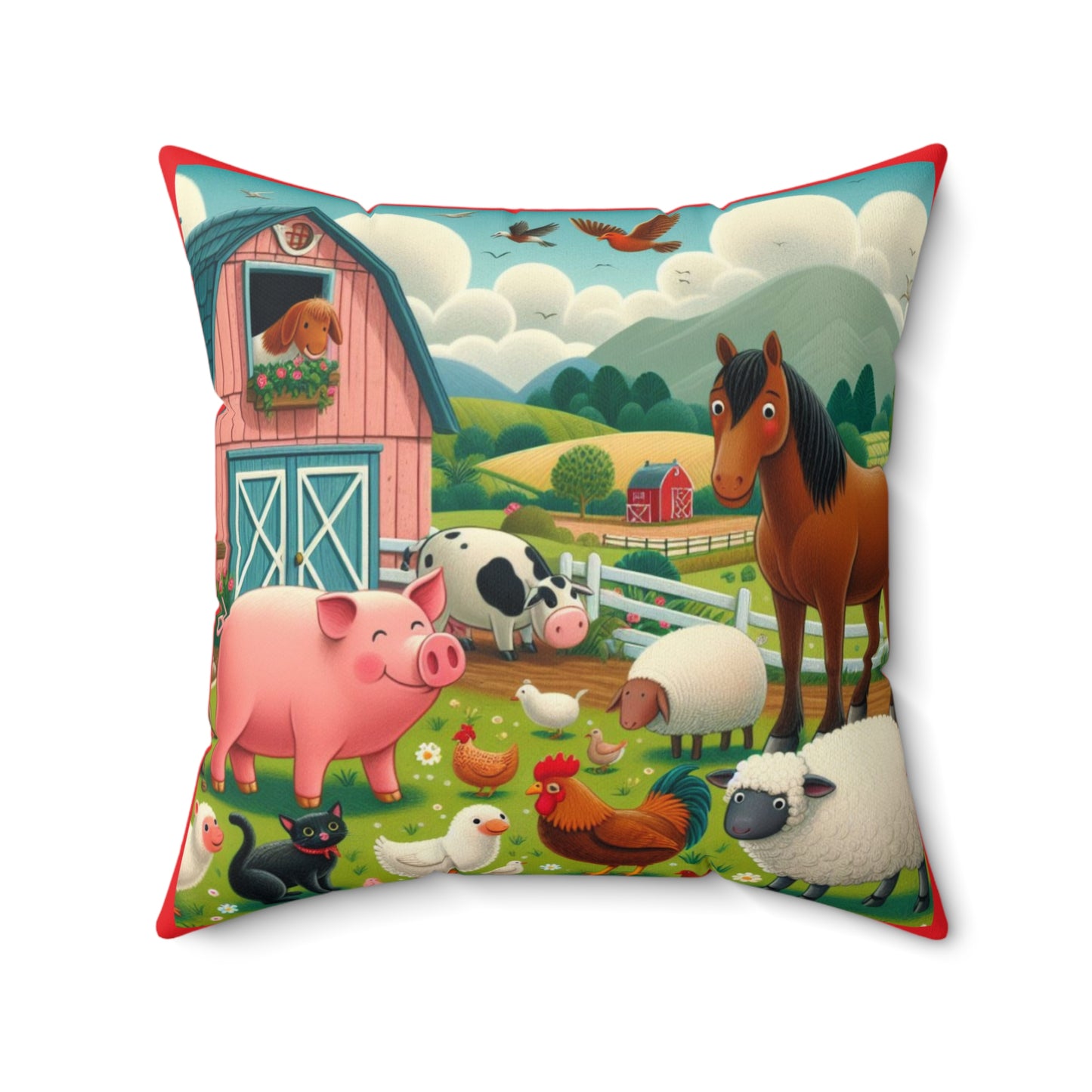 Old MacDonald, Farm, Nursery Rhyme, Square Pillow, Book Nook, Reading Corner, Classroom, Library, Animals, Barn